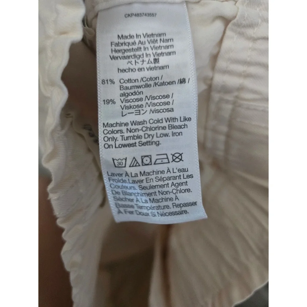 Madewell Women Cream Cotton Viscose Pull On Elastic Paper Bag Waist Shorts 30‎